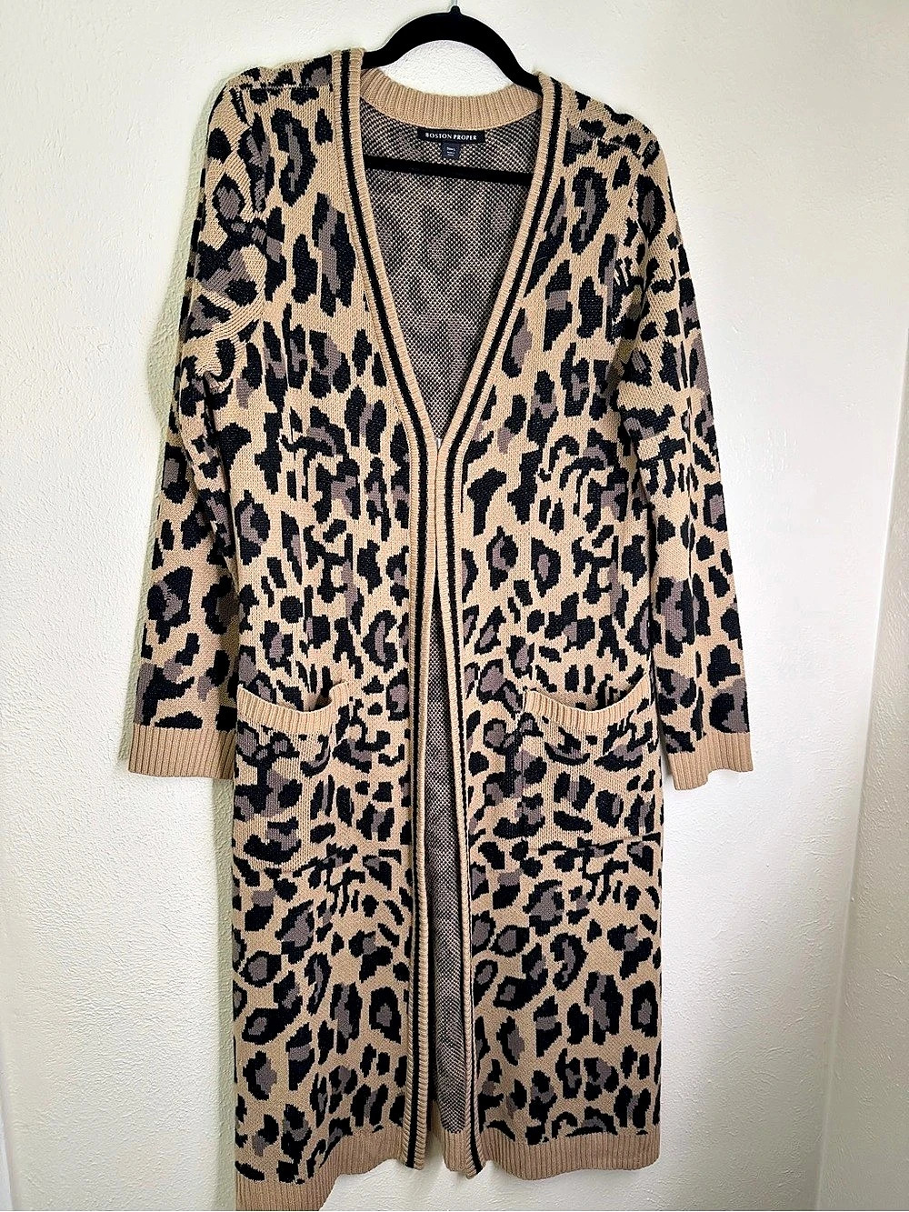 Boston Proper Leopard Print Long Cardigan